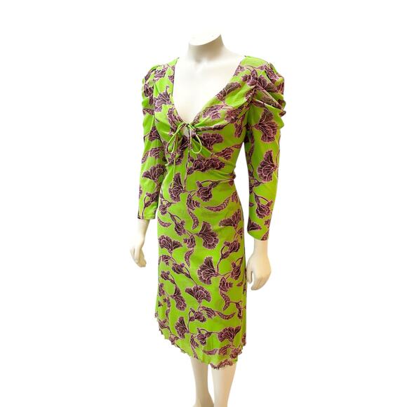 Diane Von Furstemberg Mesh Dress Sun Prairie Soft Green Large - Picture 3 of 8